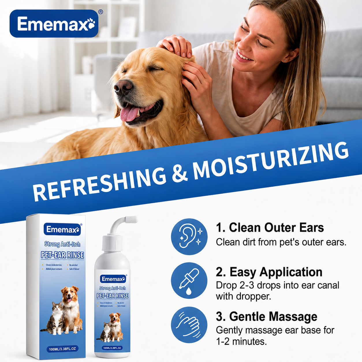 Pet Ear Cleaner for Dogs & Cats | Gentle Ear Cleaning & Care