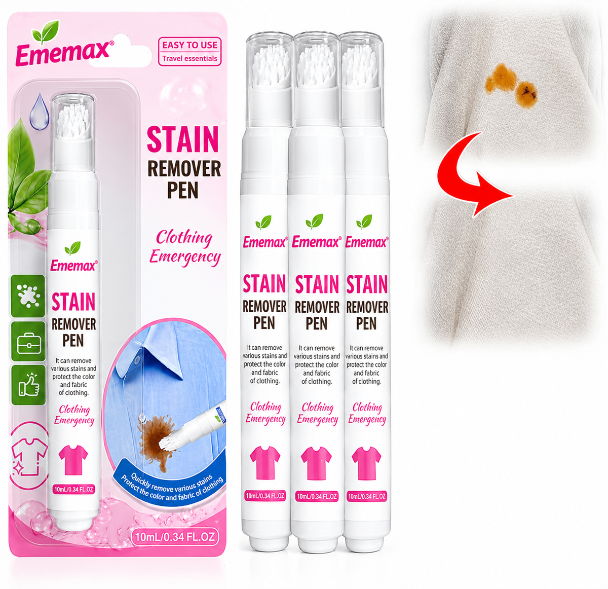 💦Ememax® Stain Remover Pen – Instant Clothing Stain Cleaner for On-the-Go Emergencies