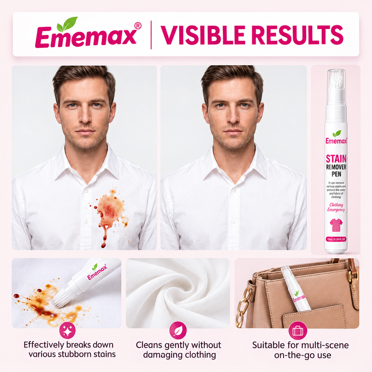 💦Ememax® Stain Remover Pen – Instant Clothing Stain Cleaner for On-the-Go Emergencies